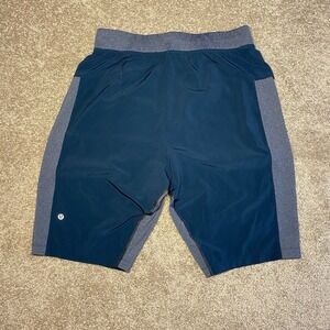 Lululemon T.H.E. Shorts Mens Large Blue Teal Grey Athletic Training 10in